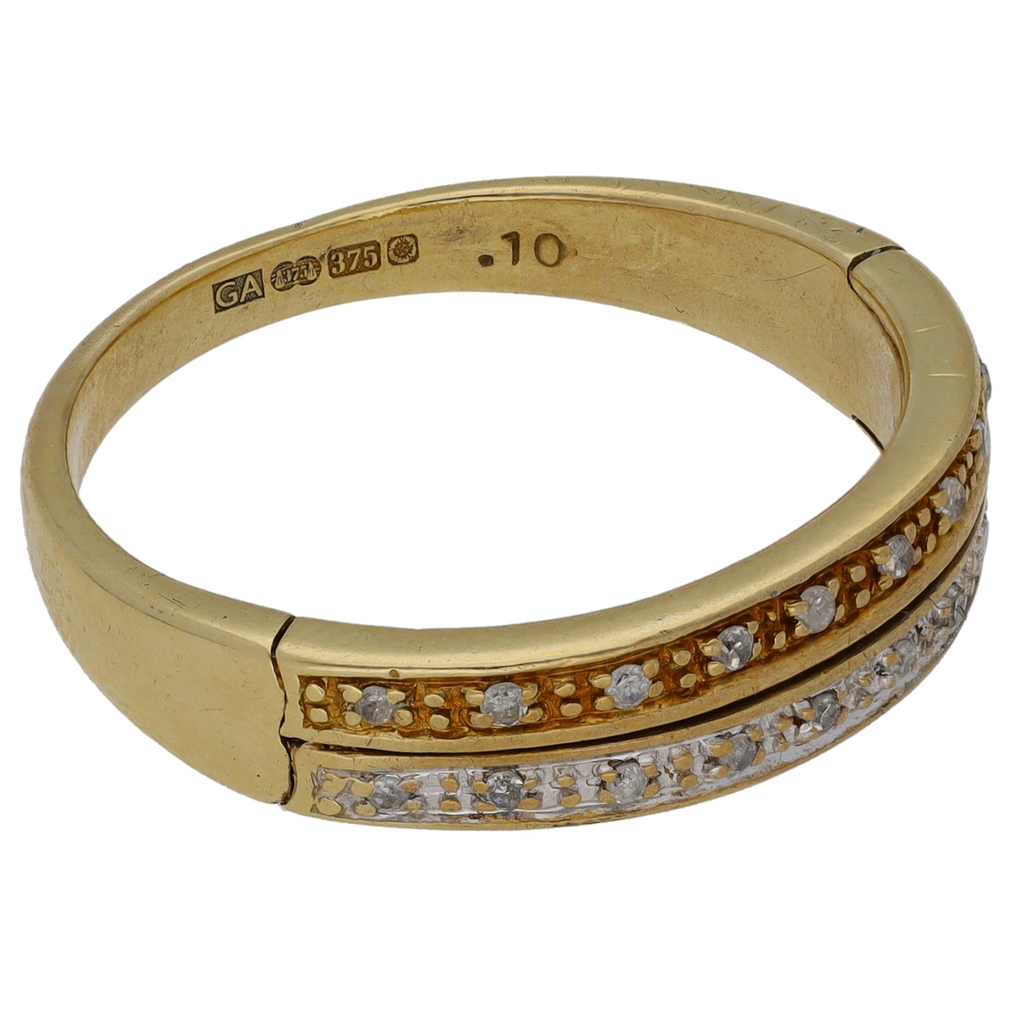 9ct Gold 0.10ct Diamond Half Eternity Ring Size T