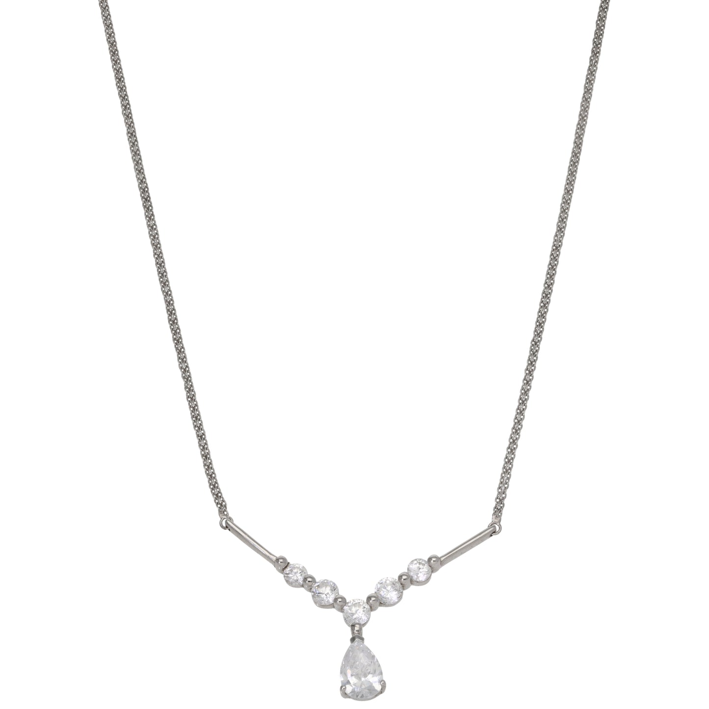 9ct White Gold Cz Fancy Necklace 16"