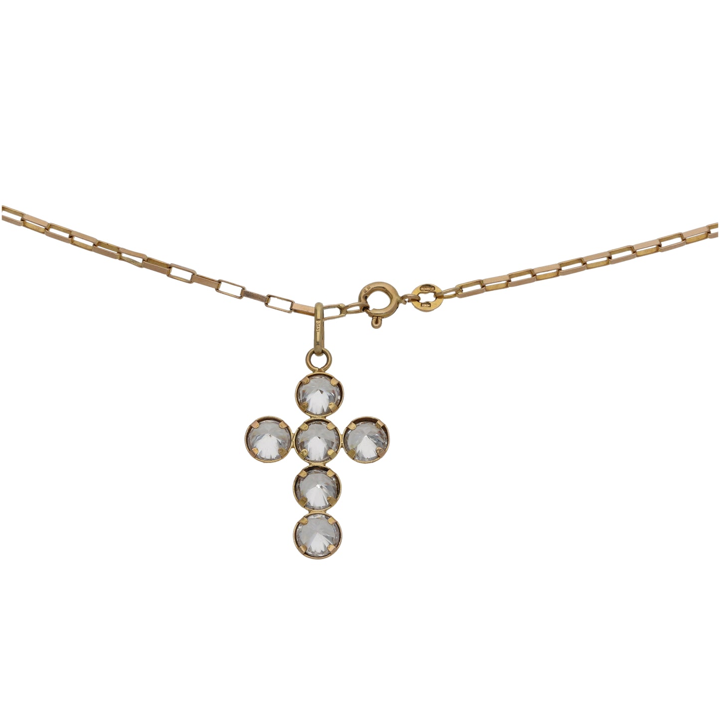 9ct Gold Cubic Zirconia Cross Pendant With Chain
