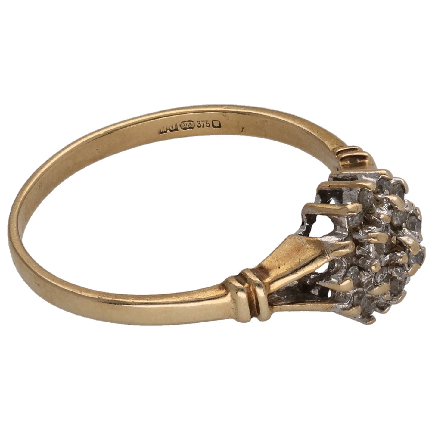 9ct Gold 0.10ct Diamond Cluster Ring Size M