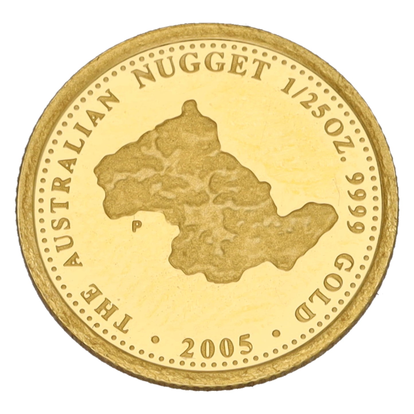 24ct Gold Australian Nugget 1/25 OZ Coin 2005