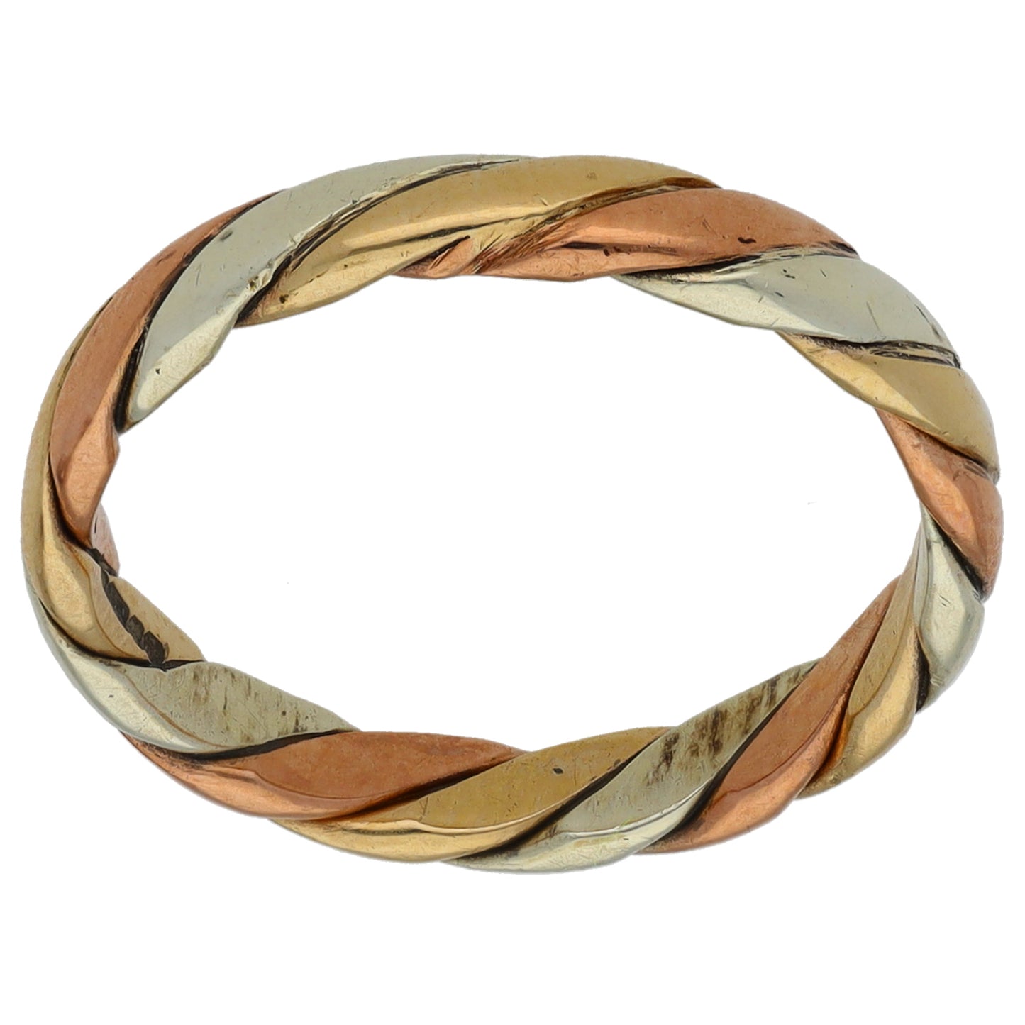 9ct Tricolour Gold Plain Wedding Ring Size M