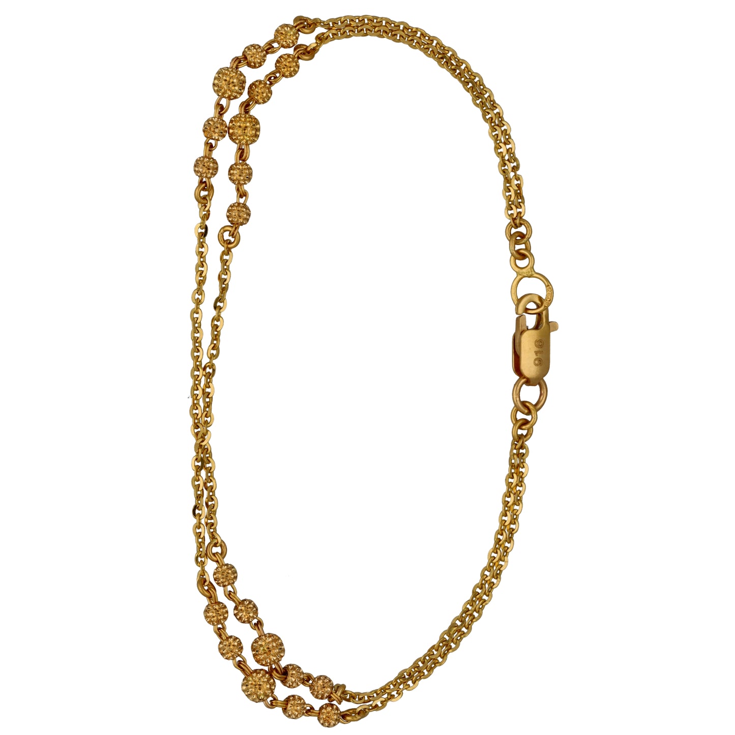 New 22ct Gold Double Row Beaded Bracelet