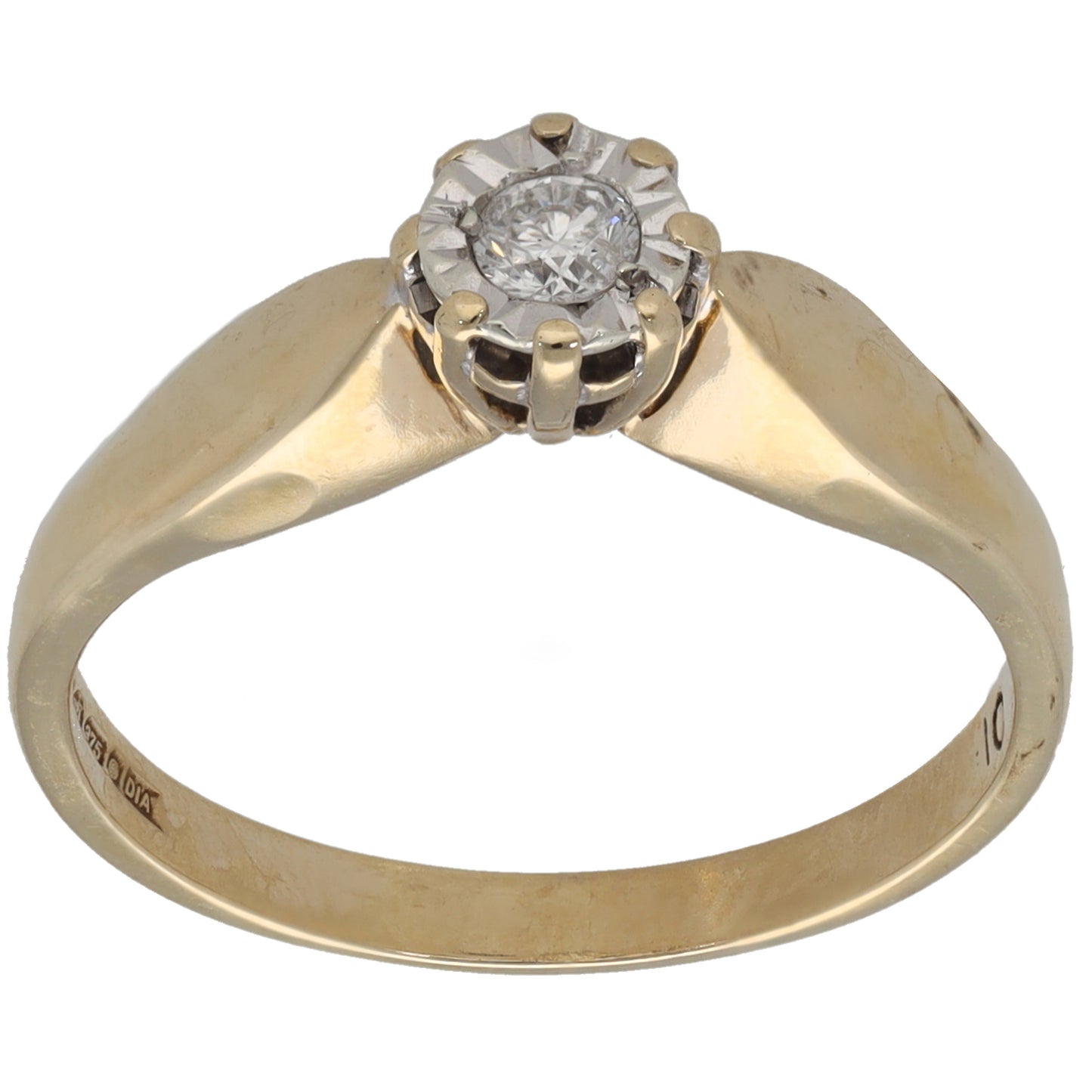 9ct Gold 0.10ct Diamond Solitaire Ring Size N