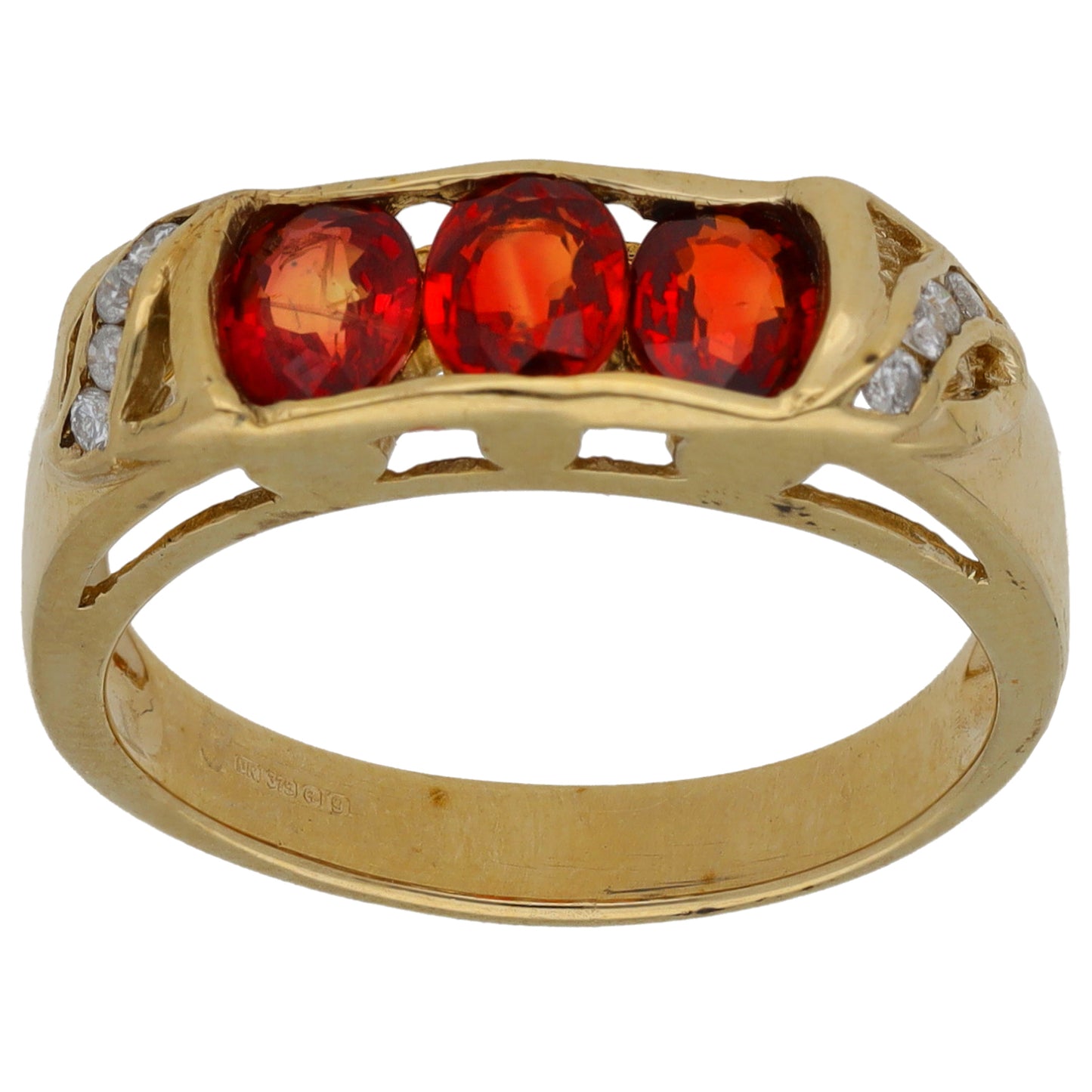 9ct Gold Sapphire & 0.08ct Diamond Dress/Cocktail Ring Size N