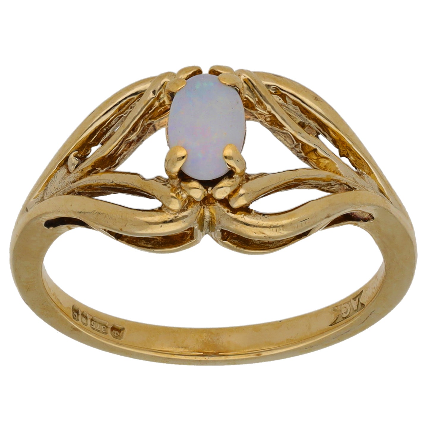 9ct Gold Opal Single Stone Ring Size O