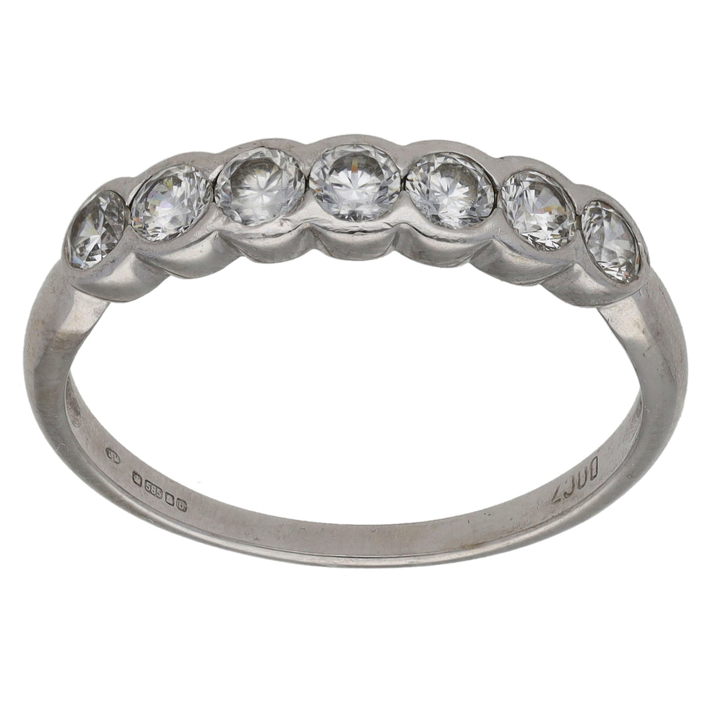 14ct White Gold Cubic Zirconia Half Eternity Ring Size S
