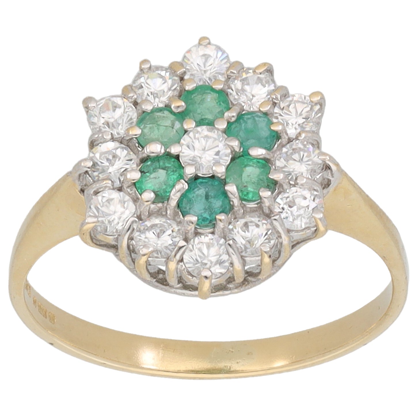 9ct Gold Emerald & Cubic Zirconia Dress/Cocktail Ring Size O