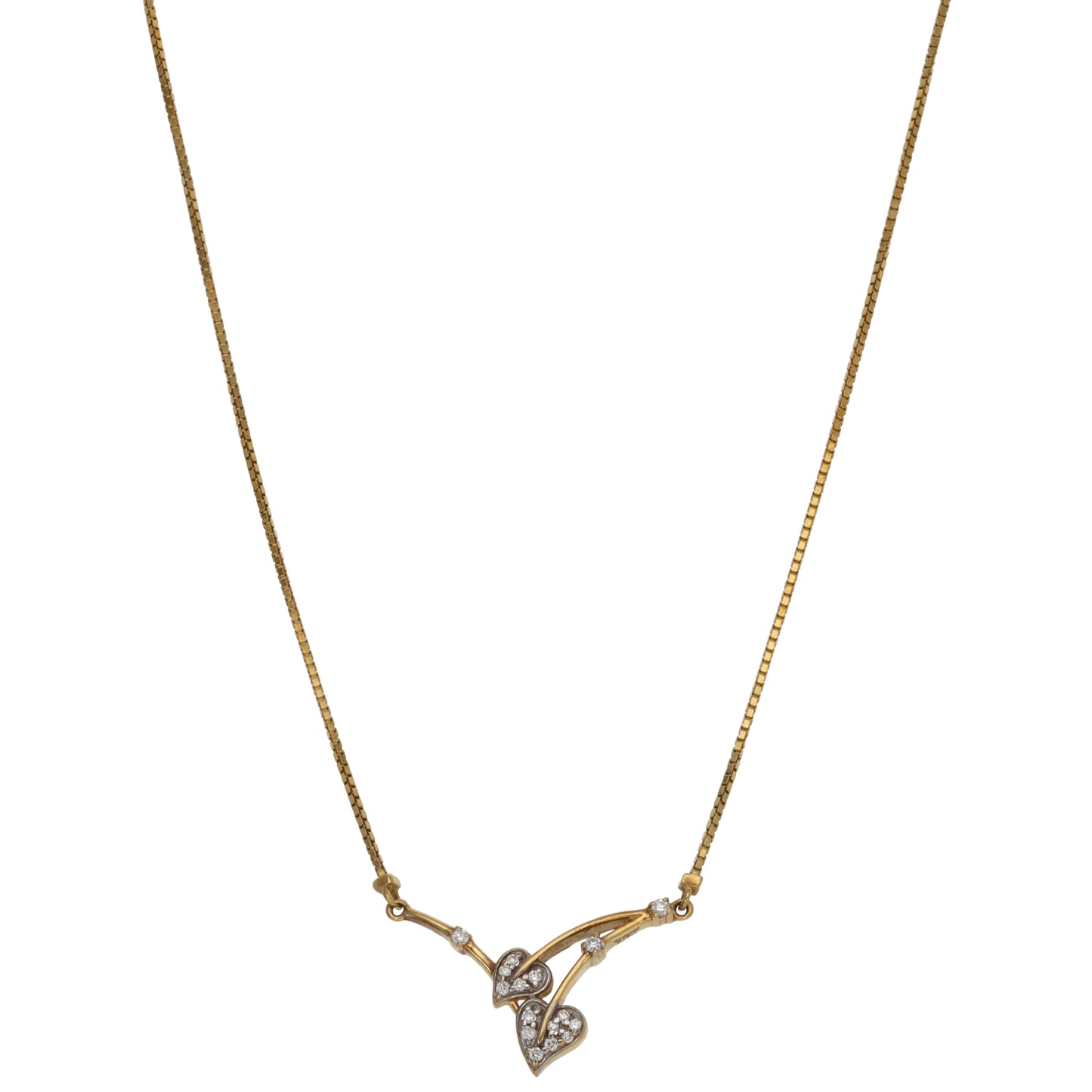 18ct Bi-Colour Gold 0.17ct Diamond Fancy Necklace 14"