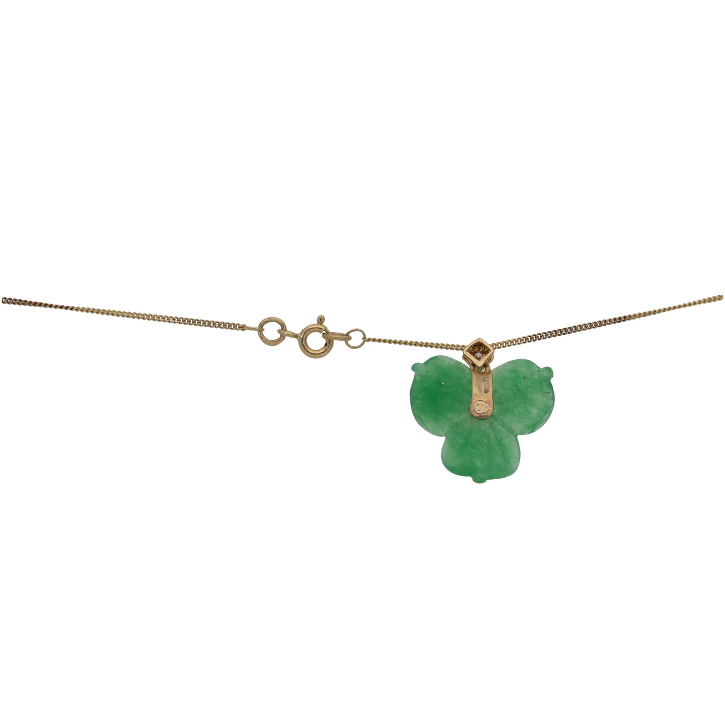 9ct Gold 0.06ct Diamond & Jade Dress/Cocktail Pendant With Chain