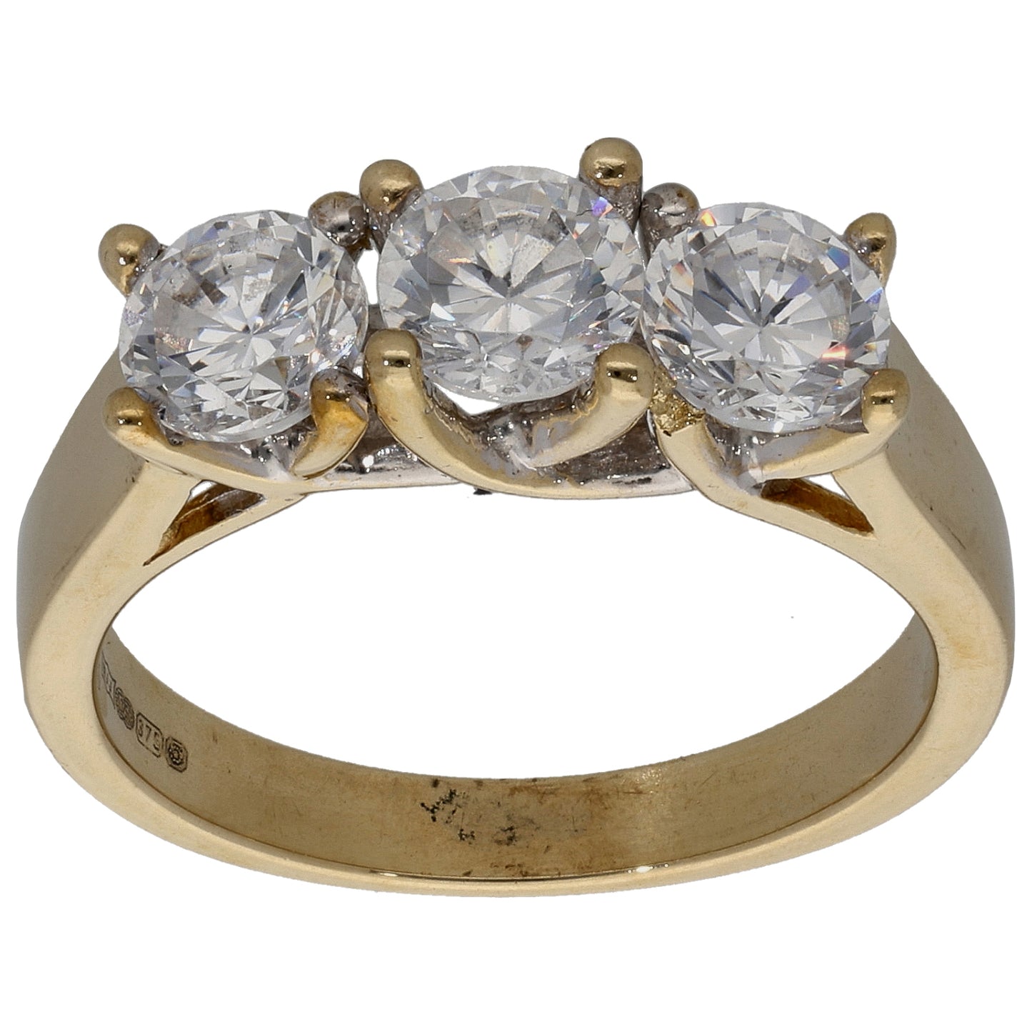9ct Gold Cubic Zirconia Trilogy Ring Size M