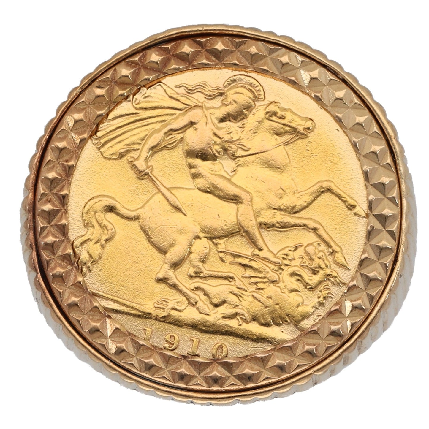 9ct Gold Half Sovereign Coin Ring Size N