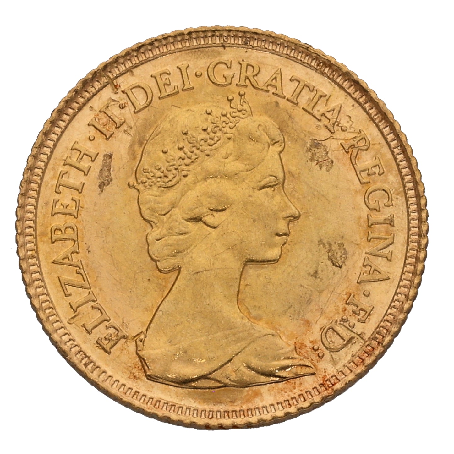 22ct Gold Queen Elizabeth II Half Sovereign Coin 1982