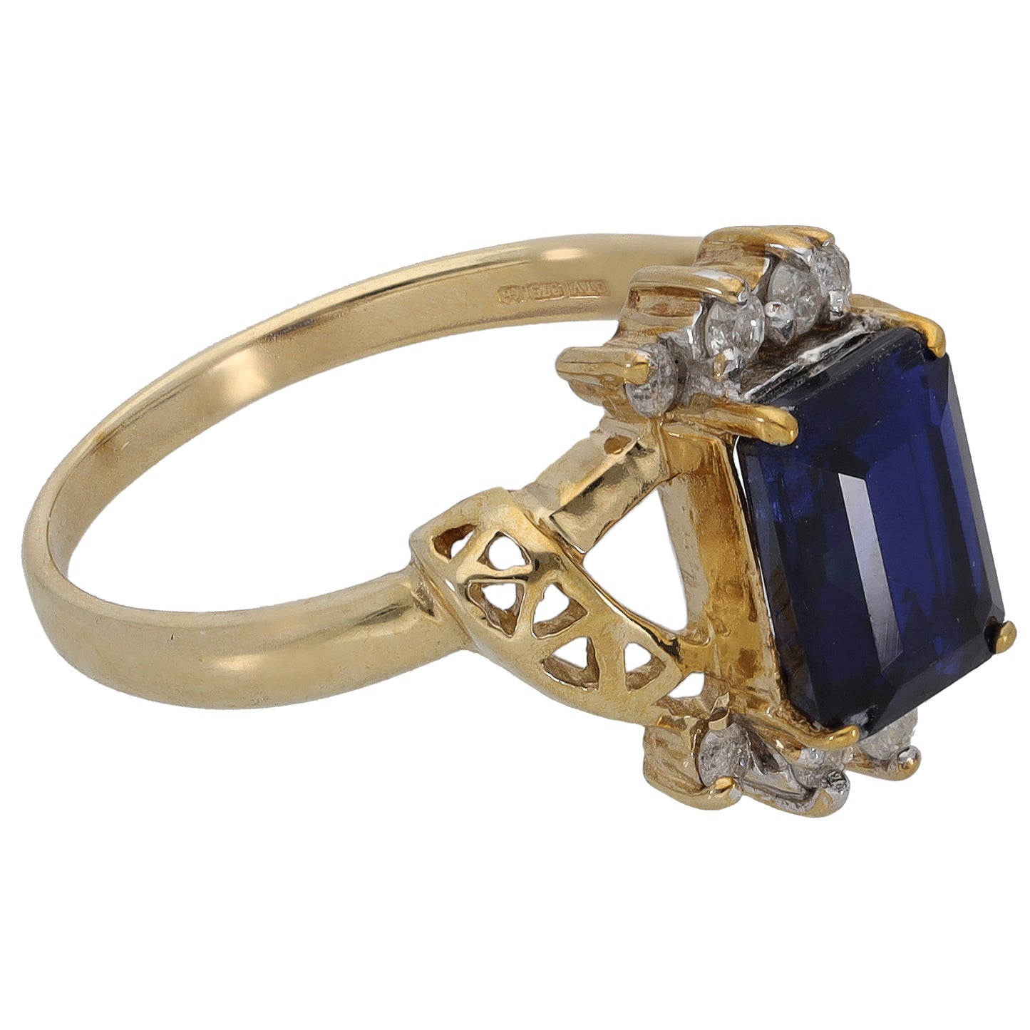 9ct Gold Kyanite & 0.16ct Diamond Dress/Cocktail Ring Size N