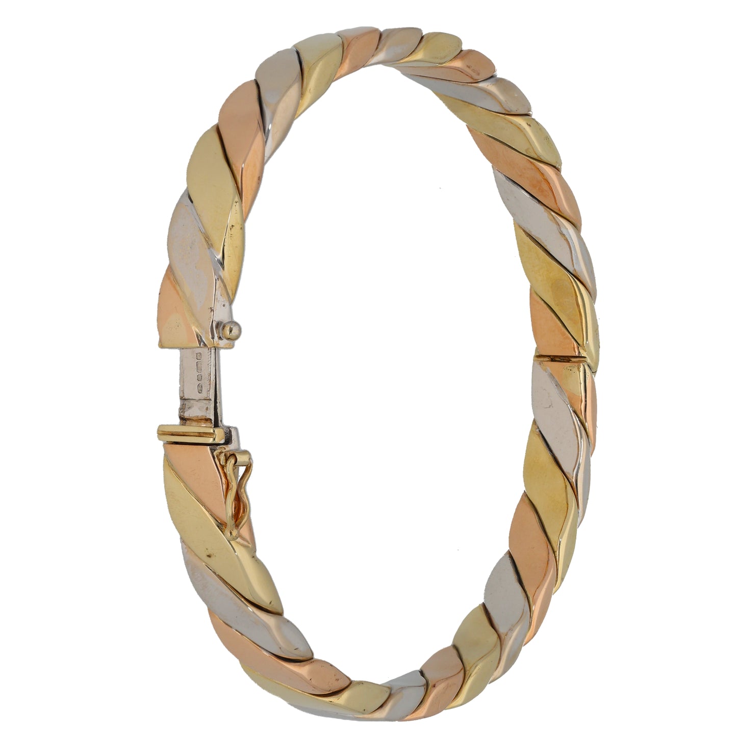9ct Tri-Colour Gold Hinged/Clasp Bangle