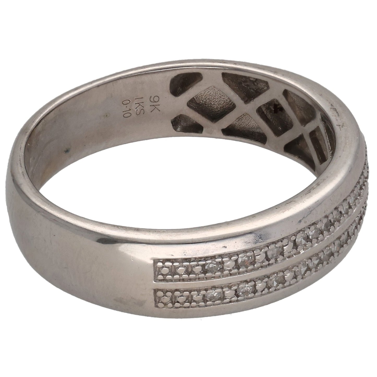 9ct White Gold 0.10ct Diamond Alternative Ring Size T