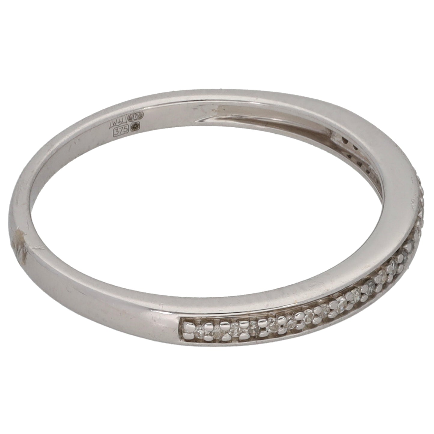 9ct White Gold 0.065ct Diamond Half Eternity Ring Size N