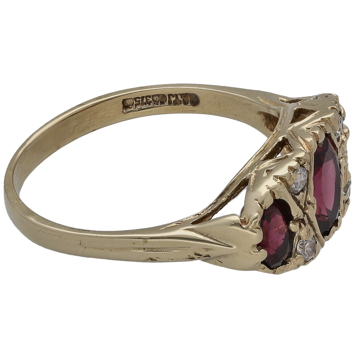 9ct Gold Garnet & Imitation Dress/Cocktail Ring Size O