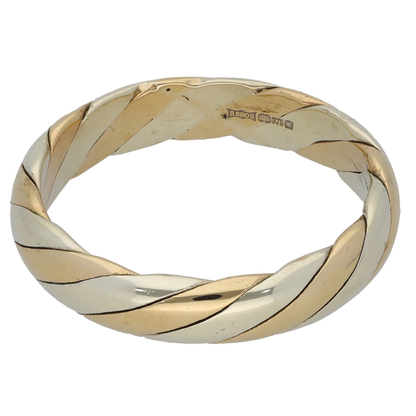 9ct Bi-Colour Gold Patterned Wedding Ring Size T
