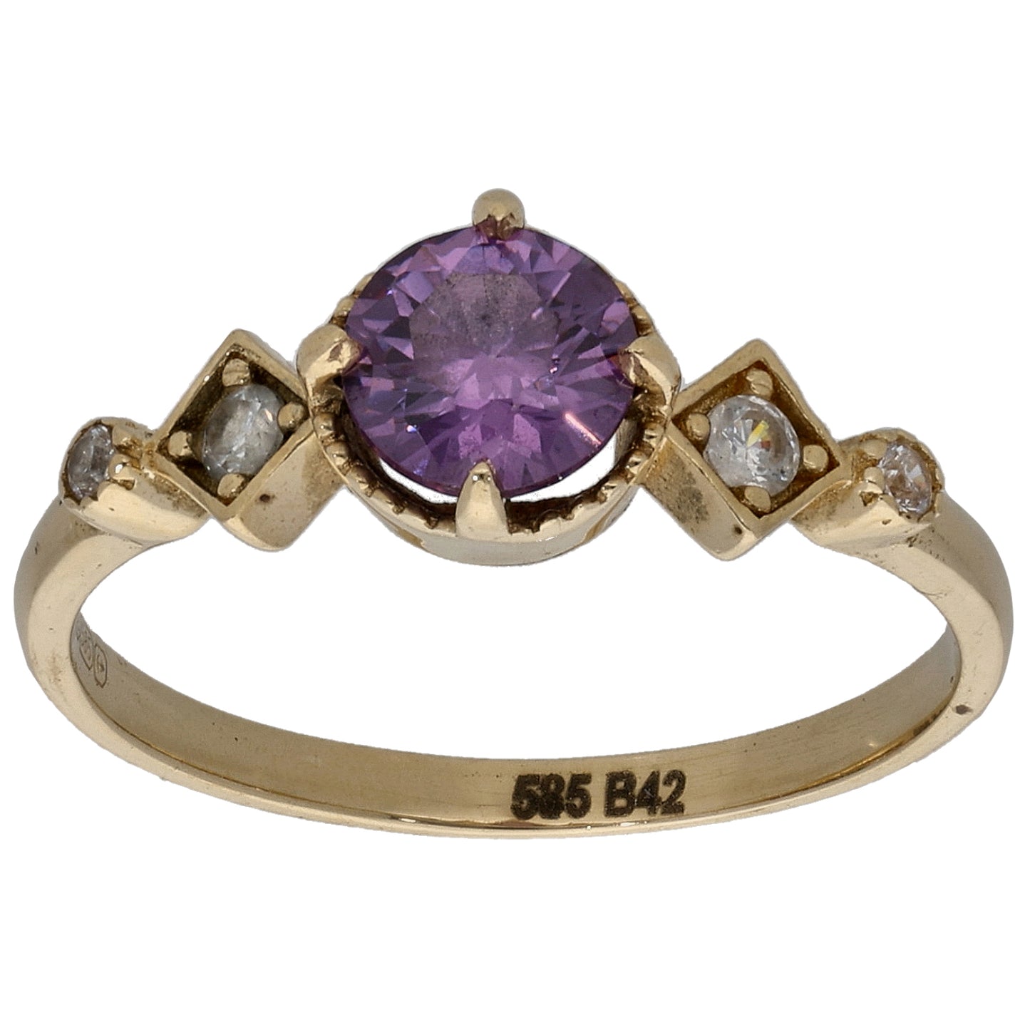 14ct Gold Cubic Zirconia Dress/Cocktail Ring Size M