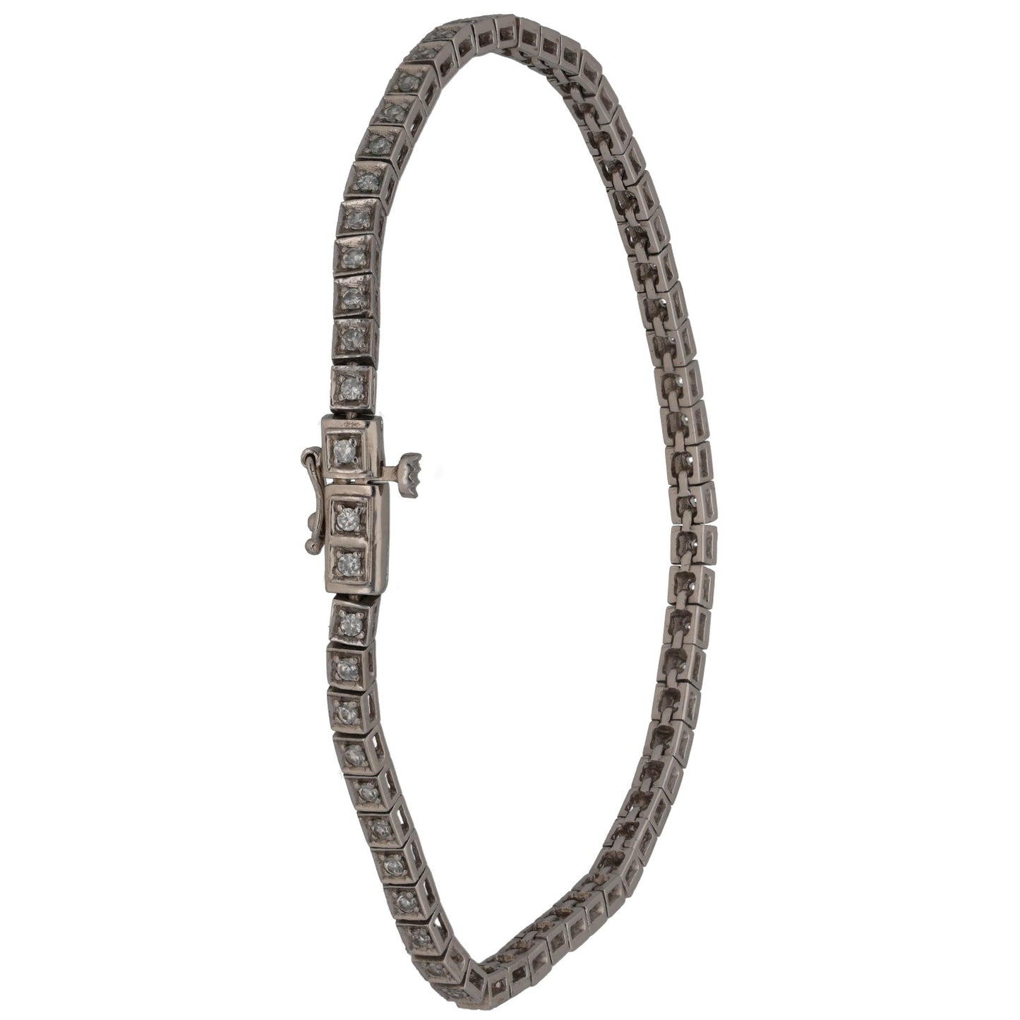 9ct White Gold Cubic Zirconia Line/Tennis Bracelet
