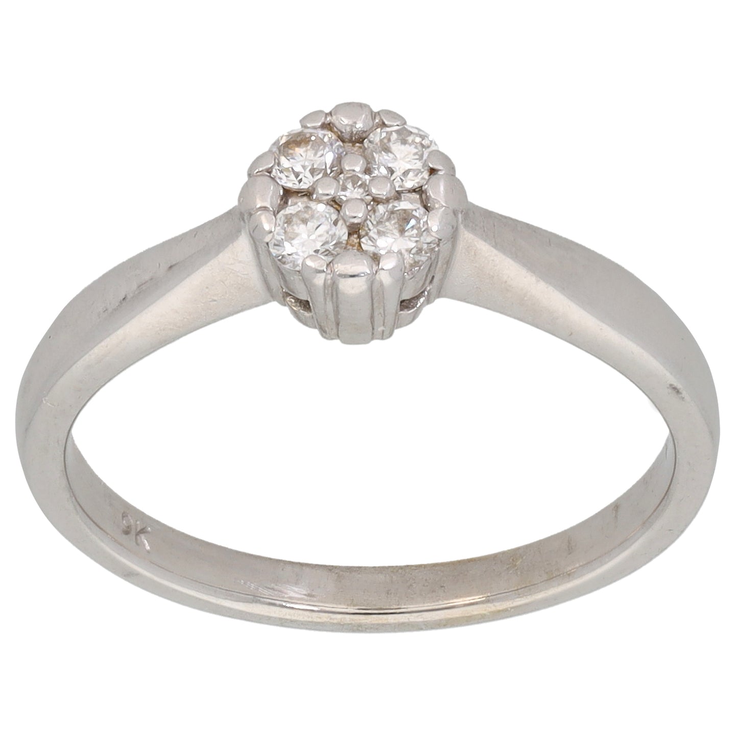 9ct White Gold 0.13ct Diamond Cluster Ring Size L