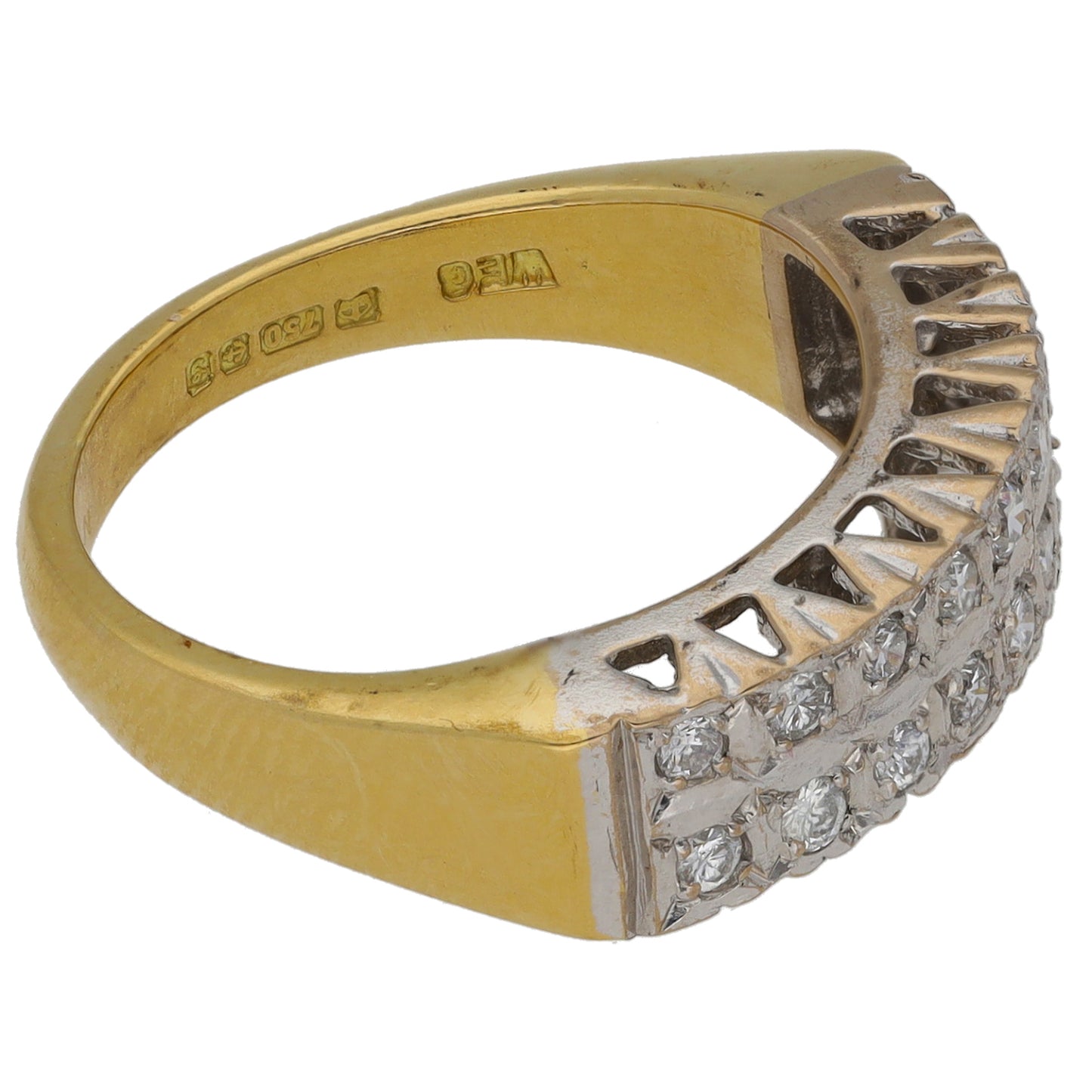18ct Gold 0.18ct Diamond Half Eternity Ring Size L