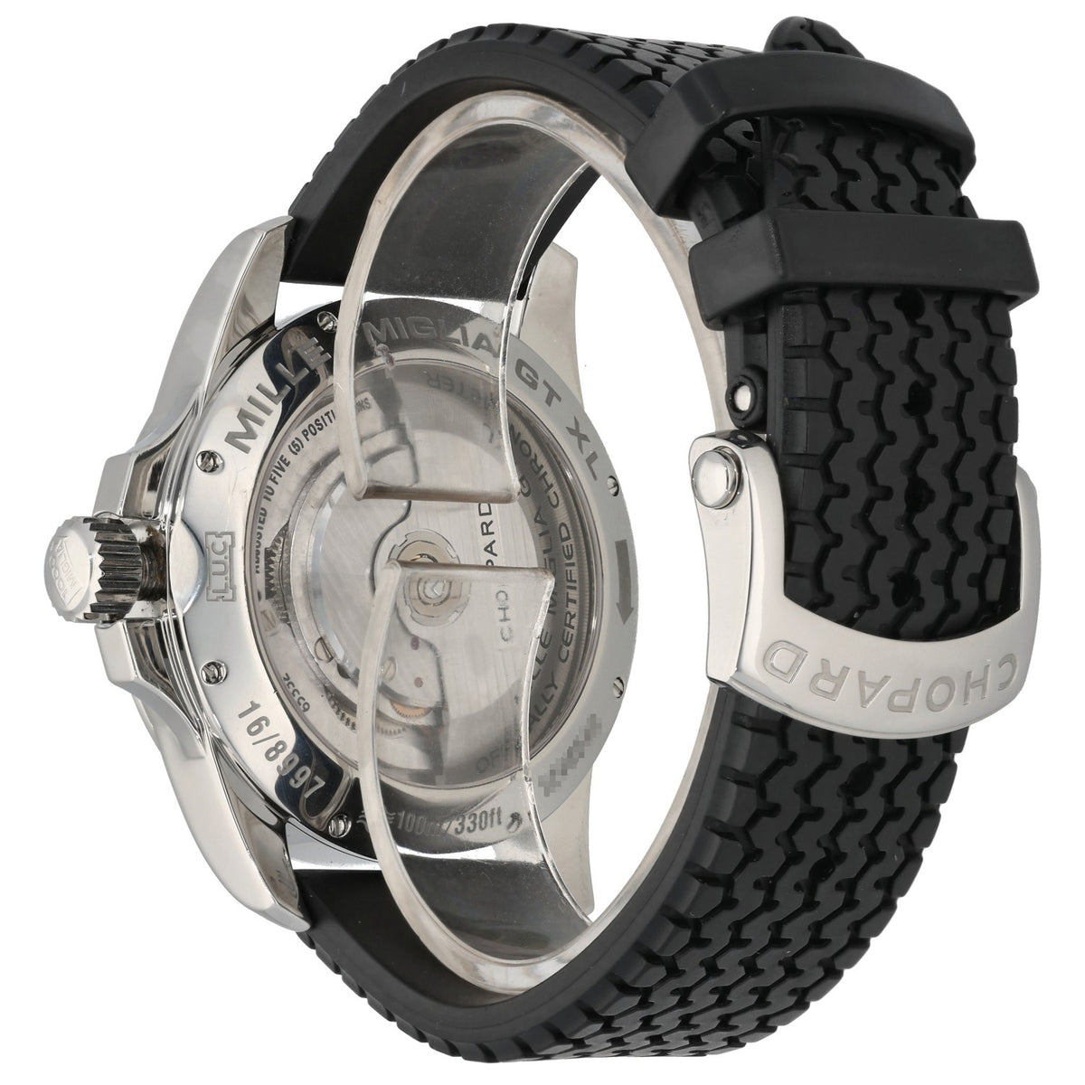 Chopard Mille Miglia 16/8997, on a stainless steel caseback