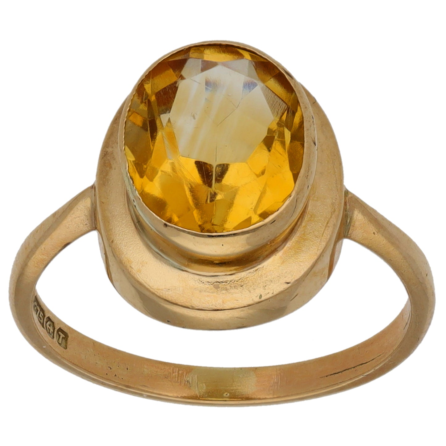 9ct Gold Citrine Single Stone Ring Size L