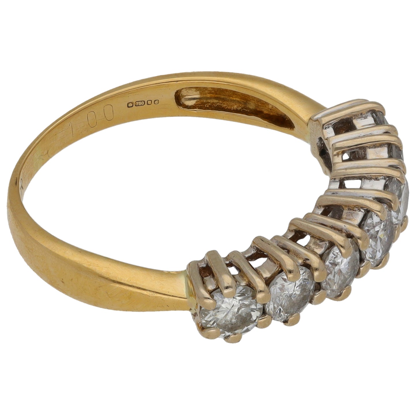18ct Gold 1.00ct Diamond Half Eternity Ring Size M