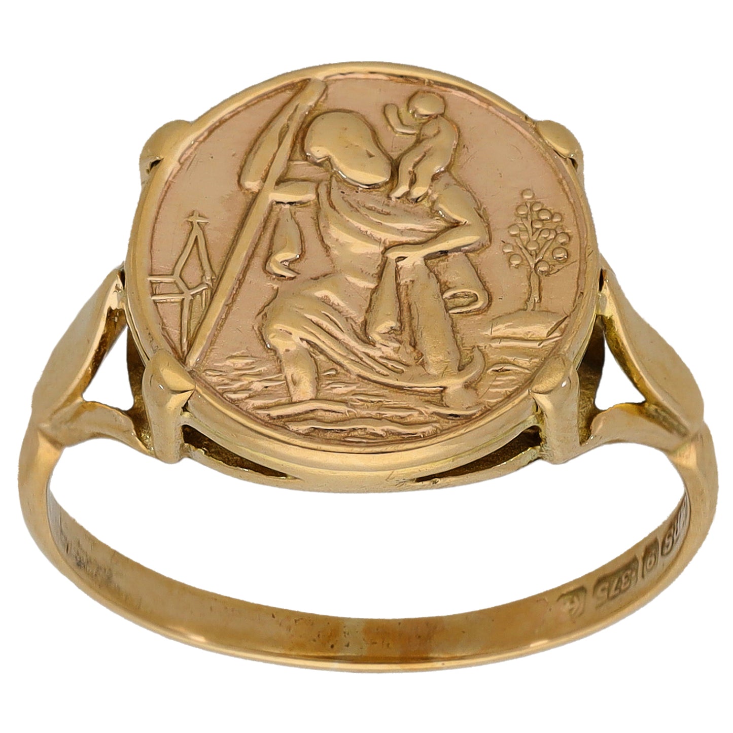 9ct Gold St Christopher Ring Size Q