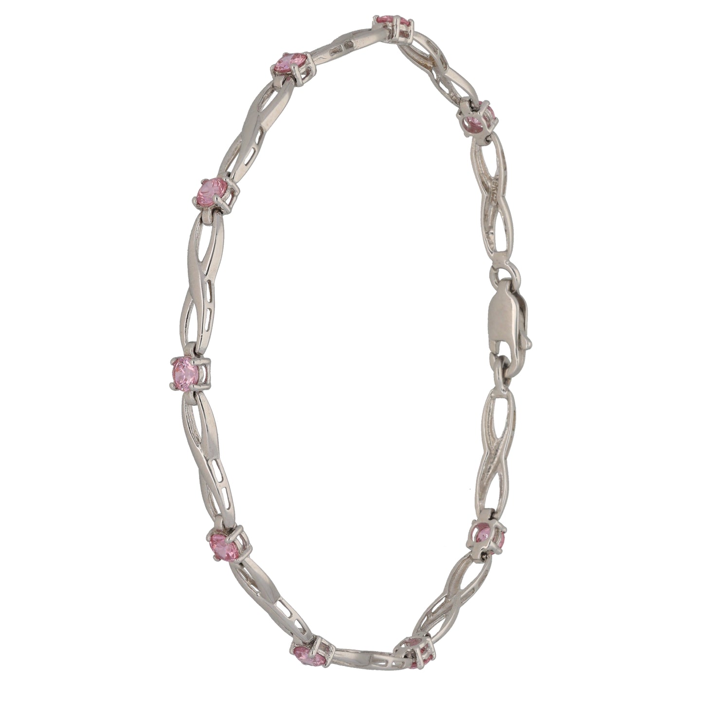 9ct White Gold Cubic Zirconia Fancy Stone Set Bracelet