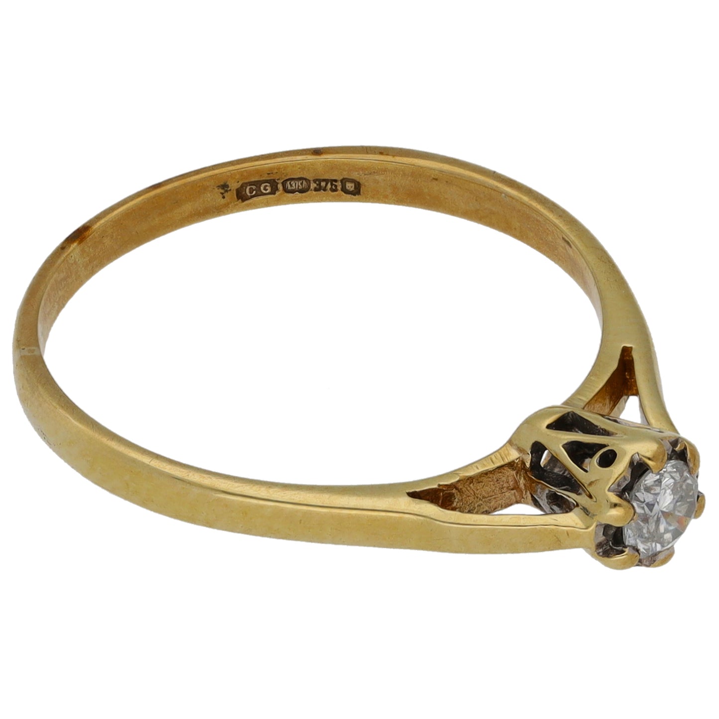 9ct Gold 0.10ct Diamond Solitaire Ring Size L