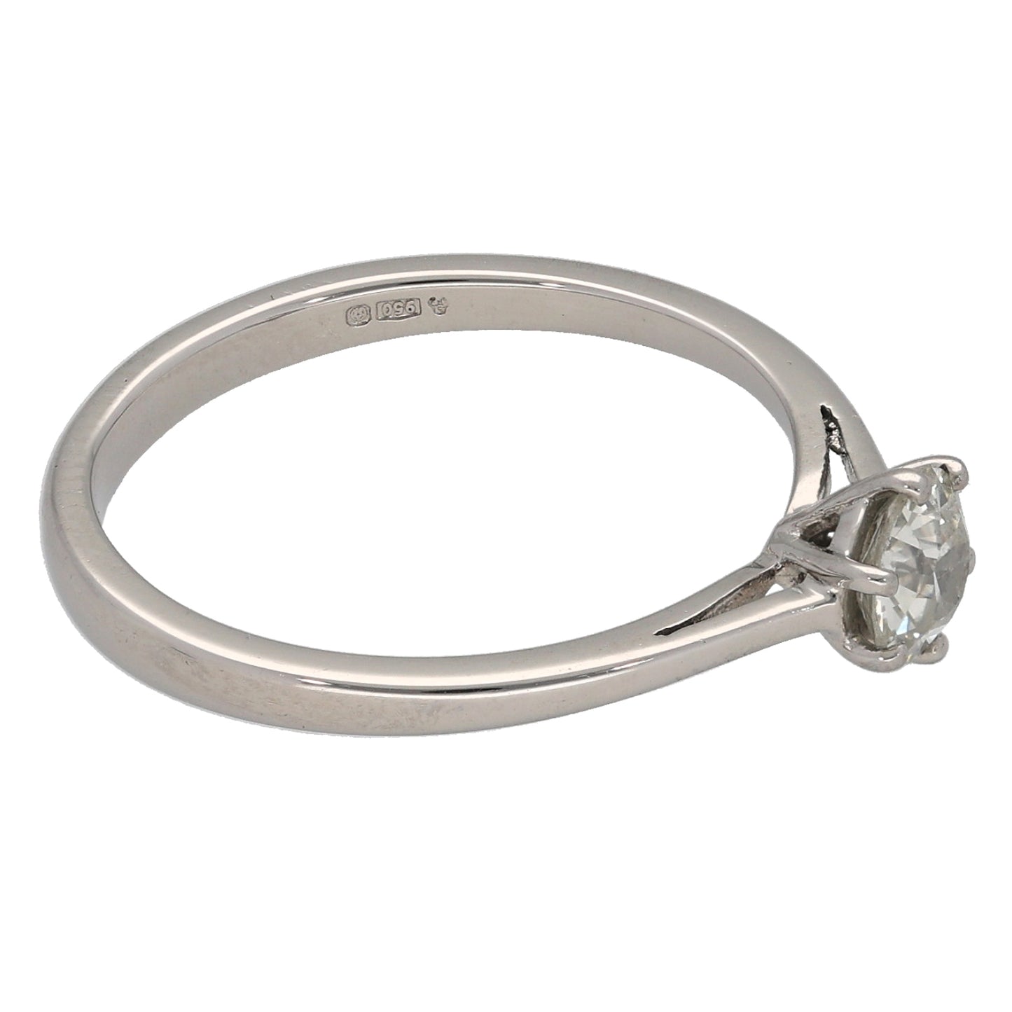 Platinum 0.40ct Diamond Solitaire Ring Size L
