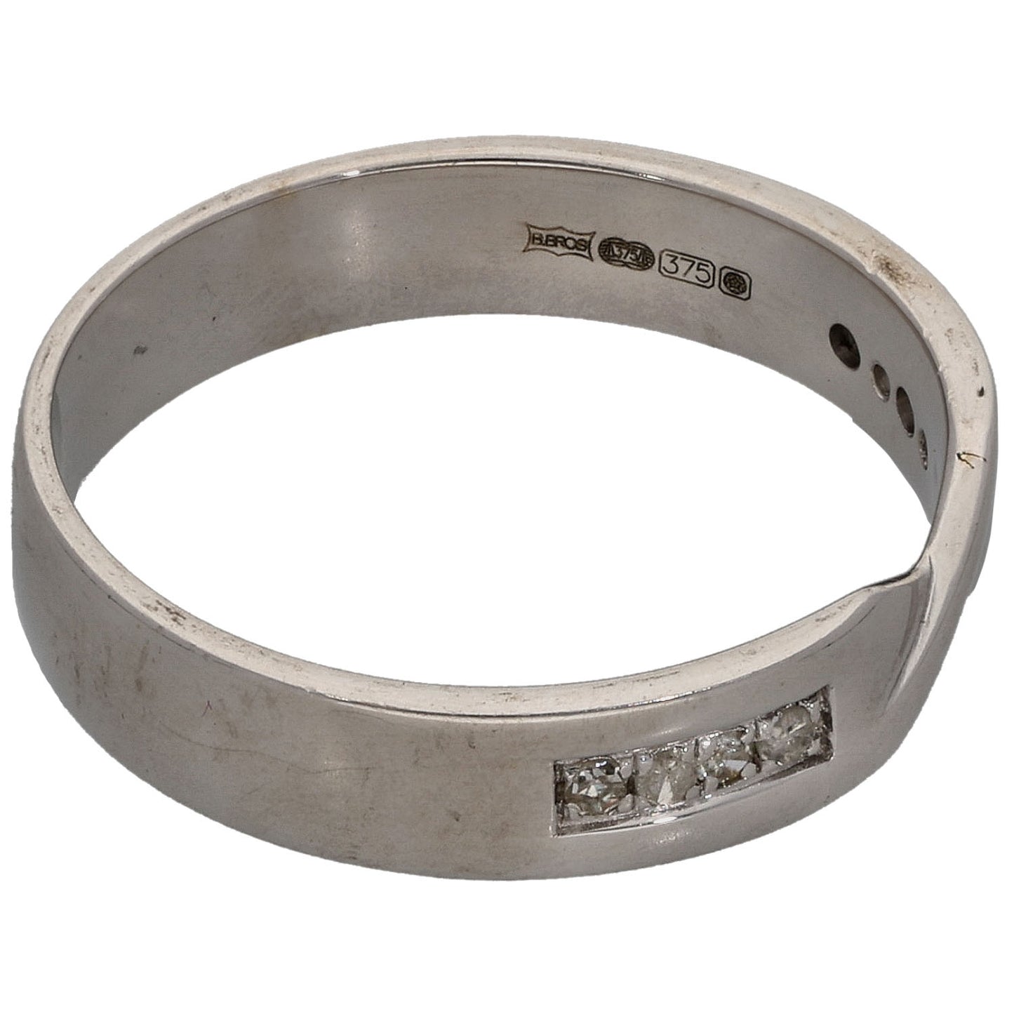 9ct White Gold 0.04ct Diamond Half Eternity Ring Size N