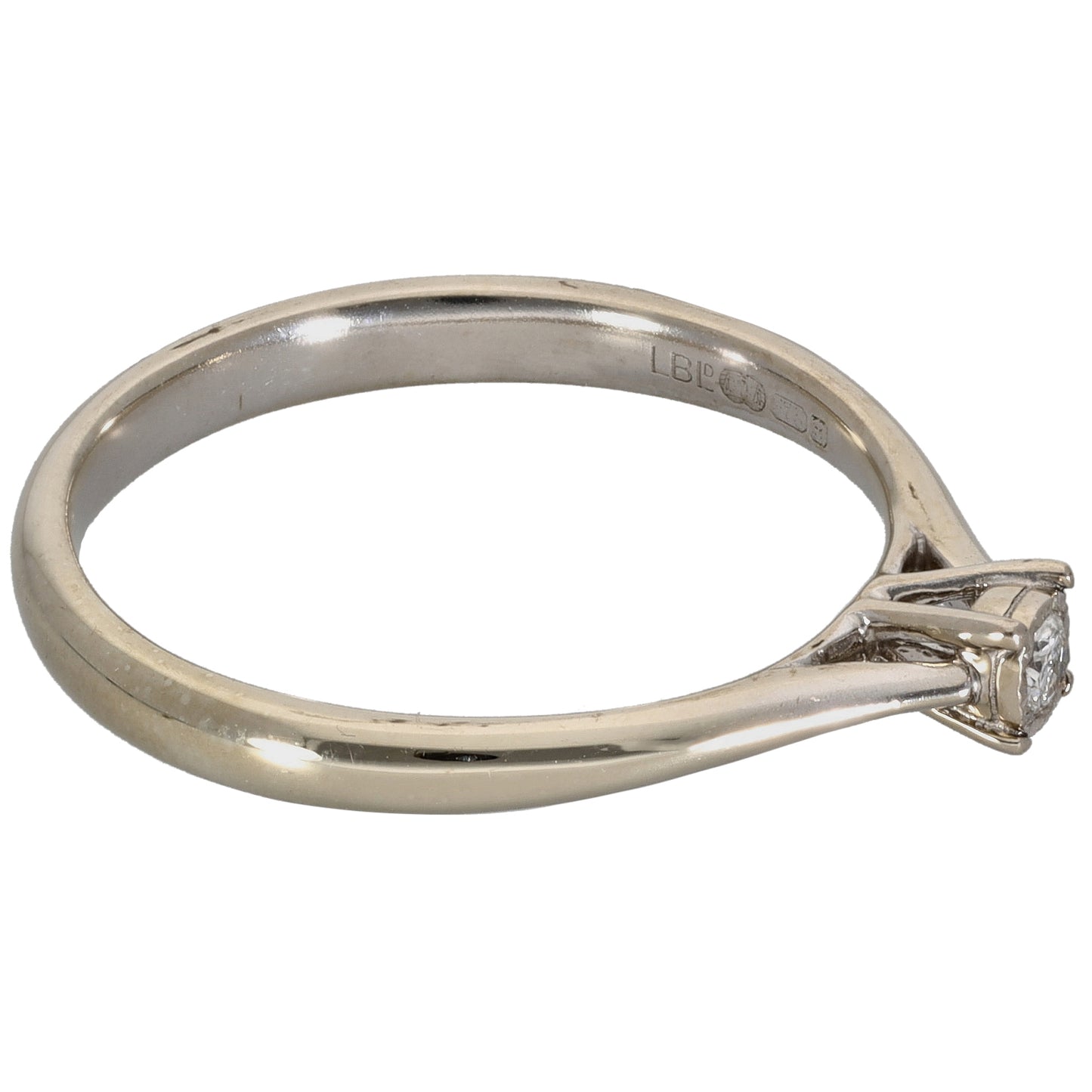 9ct White Gold 0.05ct Diamond Solitaire Ring Size O