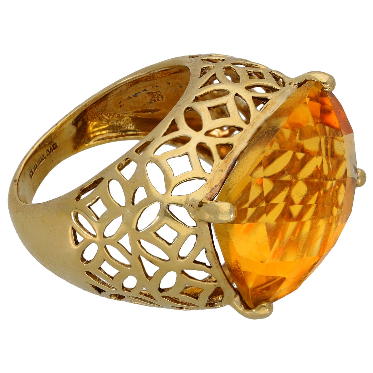 9ct Gold Citrine Dress/Cocktail Ring Size L
