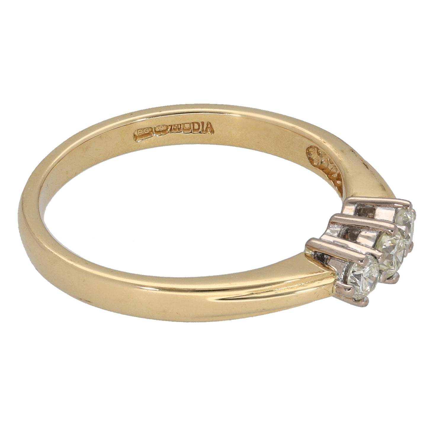 18ct Gold 0.25ct Diamond Trilogy Ring Size P