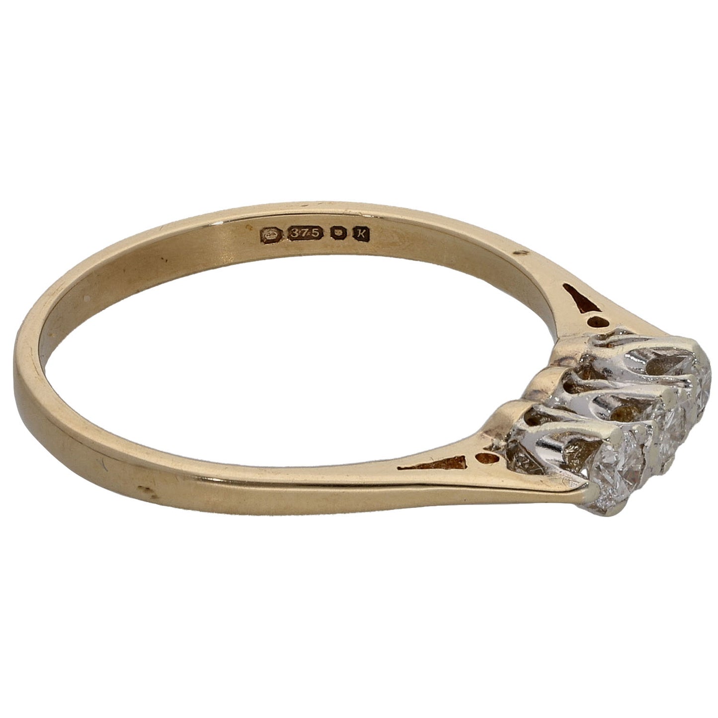 9ct Gold 0.21ct Diamond Trilogy Ring Size P