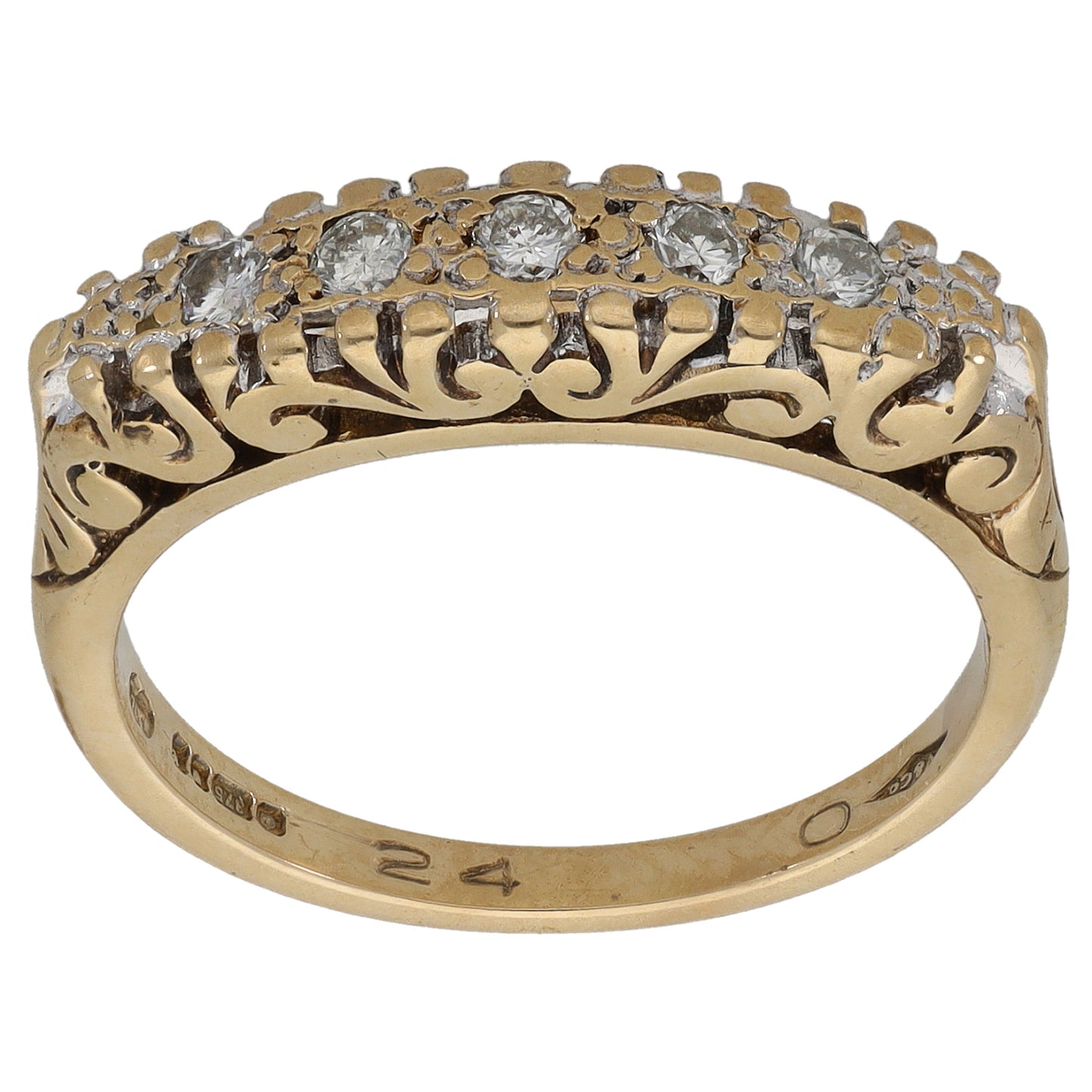 9ct Gold 0.24ct Diamond Half Eternity Ring Size M