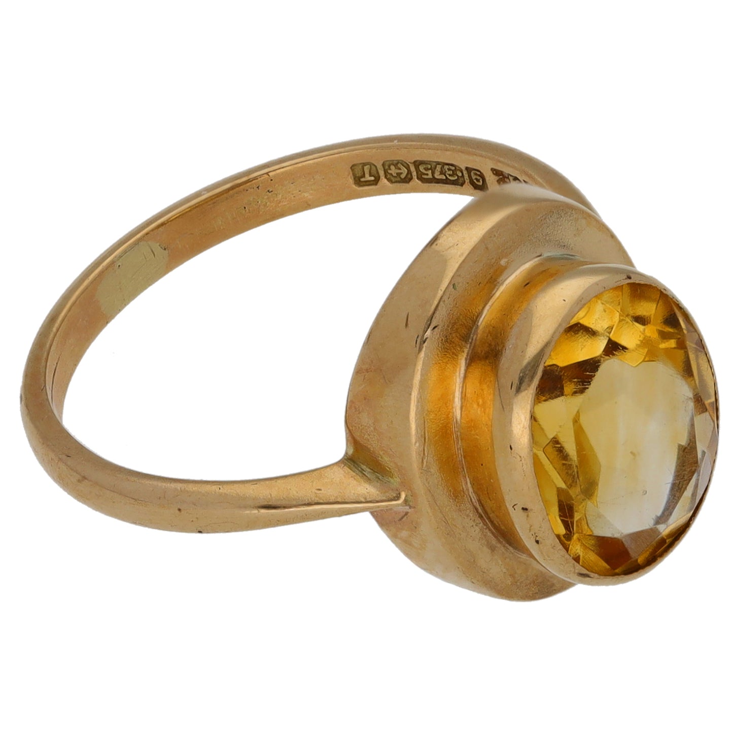 9ct Gold Citrine Single Stone Ring Size L