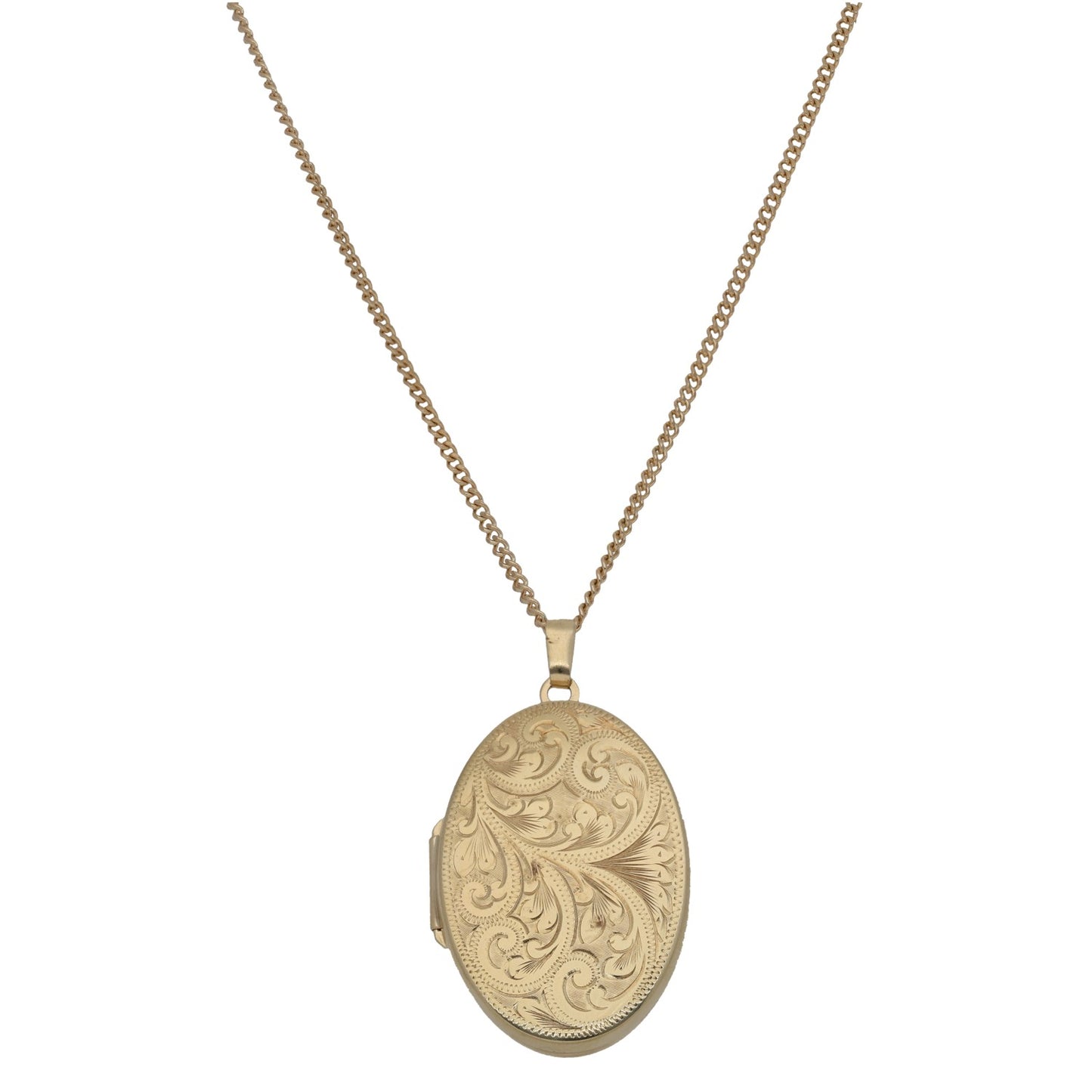 9ct Gold Patterned Locket Pendant With Chain