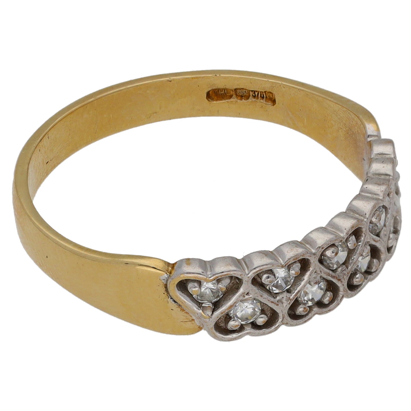 9ct Gold Cubic Zirconia Half Eternity Ring Size P