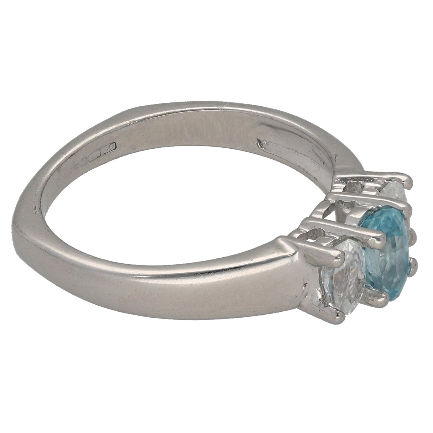 9ct White Gold Zircon Trilogy Ring Size N