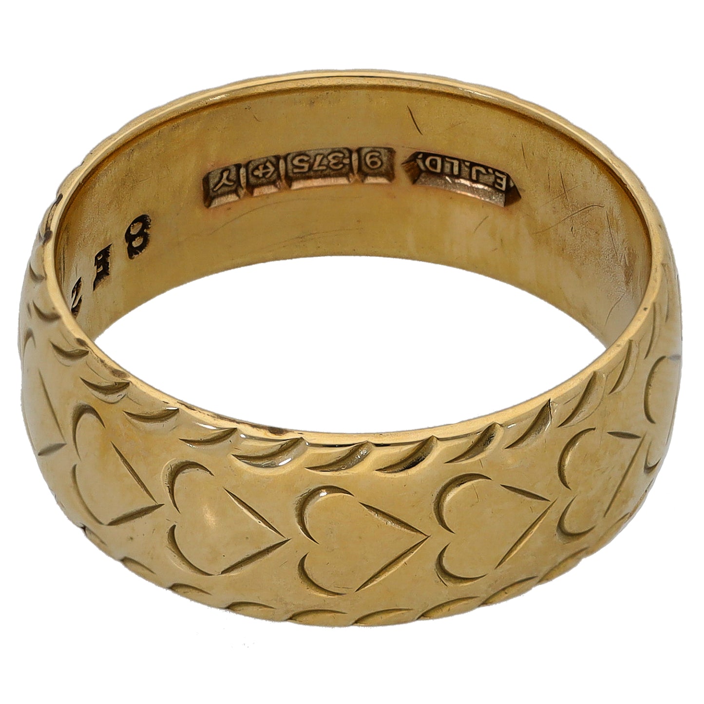9ct Gold Patterned Wedding Ring Size O