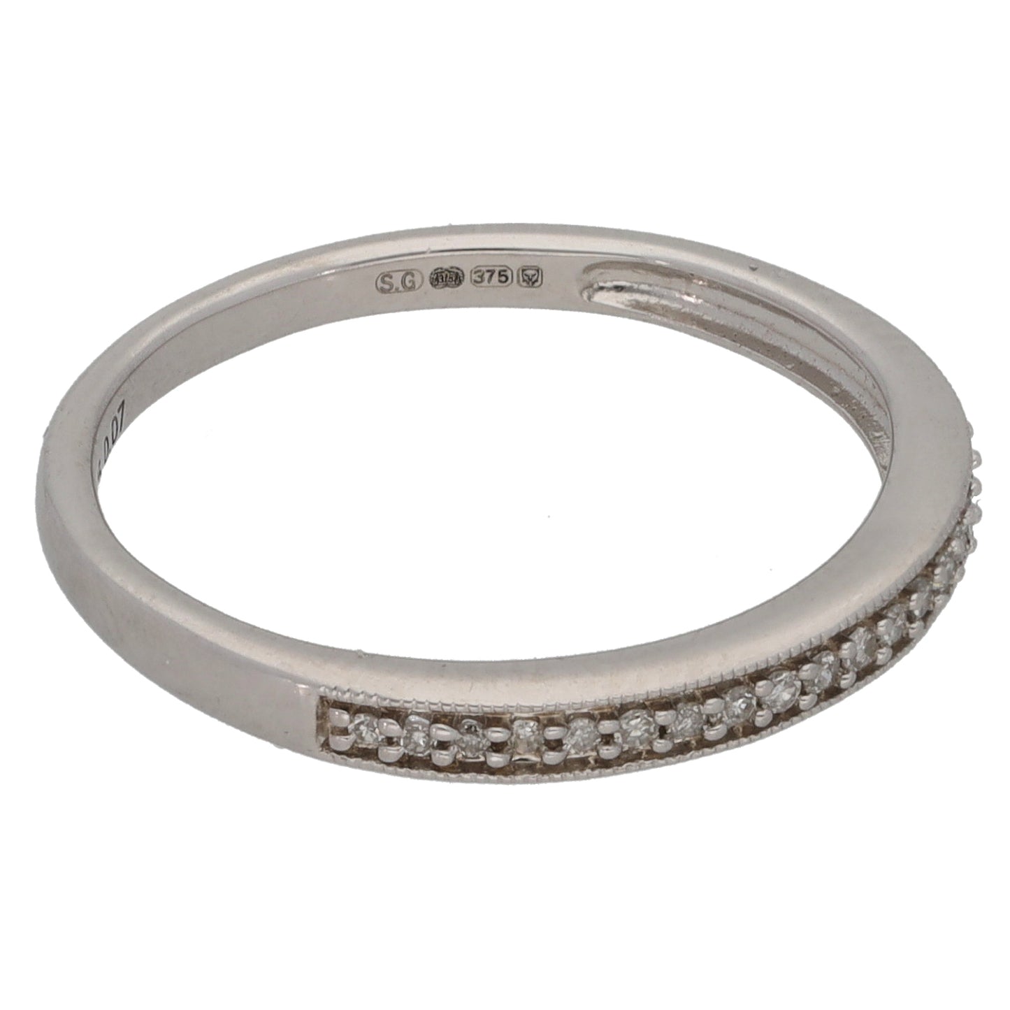 9ct White Gold 0.07ct Diamond Half Eternity Ring Size K