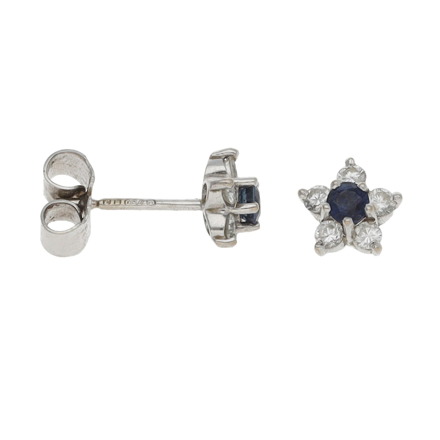 18ct White Gold Sapphire & 0.30ct Diamond Stud Earrings