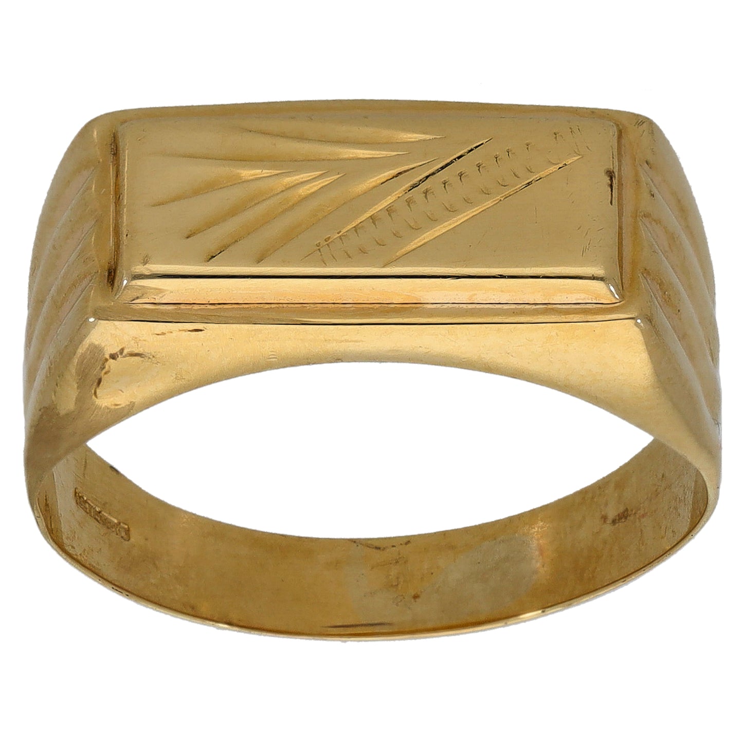 14ct Gold Patterned Signet Ring Size R