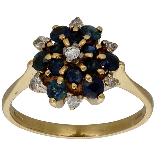 14ct Bicolour Gold Sapphire & 0.22ct Diamond Dress/Cocktail Ring Size T