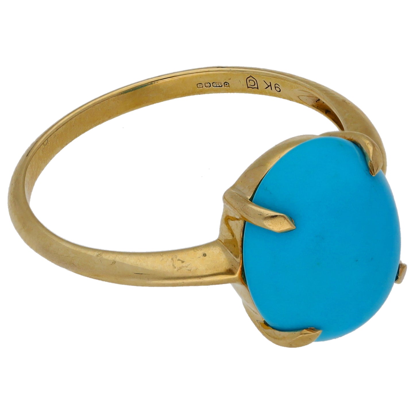 9ct Gold Turquoise Single Stone Ring Size P
